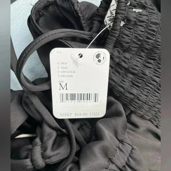 Free People Meant to Be Mini Slip Dress Size M black bohemian 🙌🏻✨⏰💭🤝⌛️NWT - Picture 3 of 5